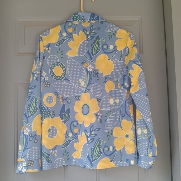 Women's Vintage Blouse Daisies Tulips Daisy 60s 70s Size Small Hippie Seventies - Picture 6 of 11
